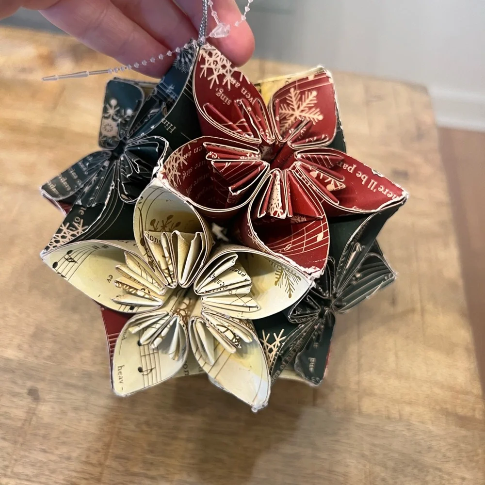 Large Kusudama paper flower Christmas ornament